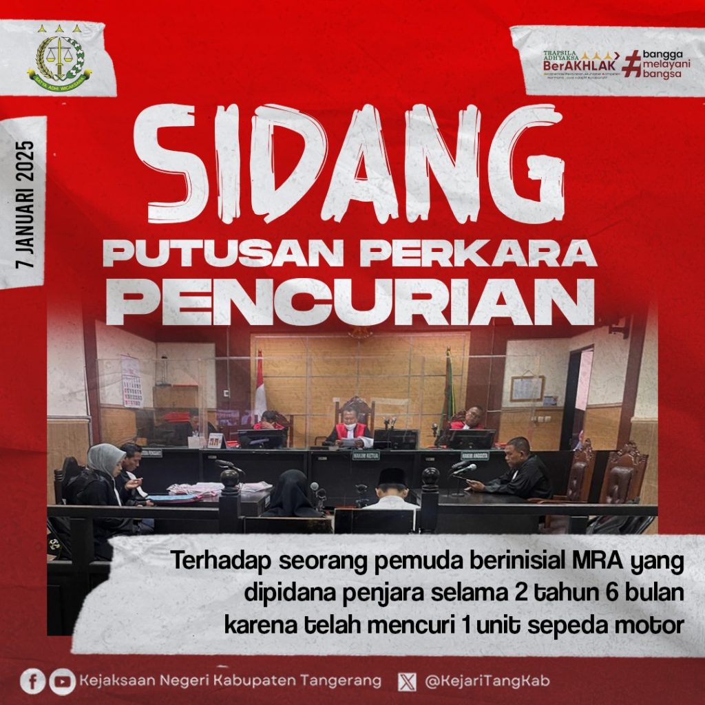 Sidang Putusan Kasus Pencurian Sepeda Motor di Sepatan, MRA Divonis Hukuman Penjara