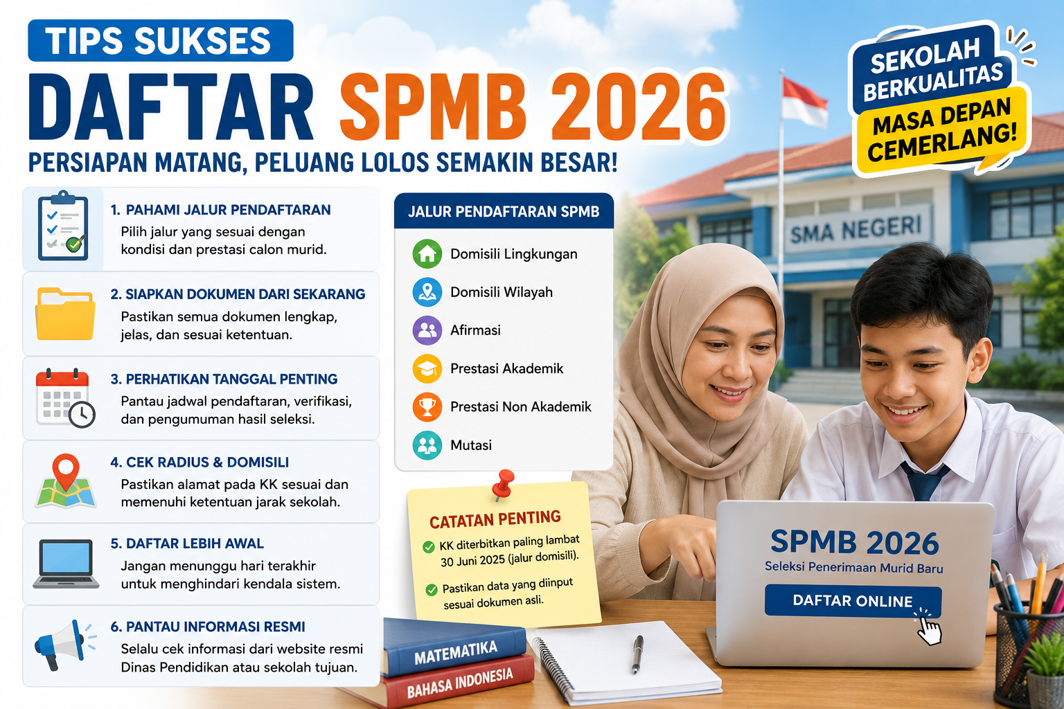 Tips Sukses Daftar SPMB 2026, Orang Tua dan Calon Murid Wajib Perhatikan Ini