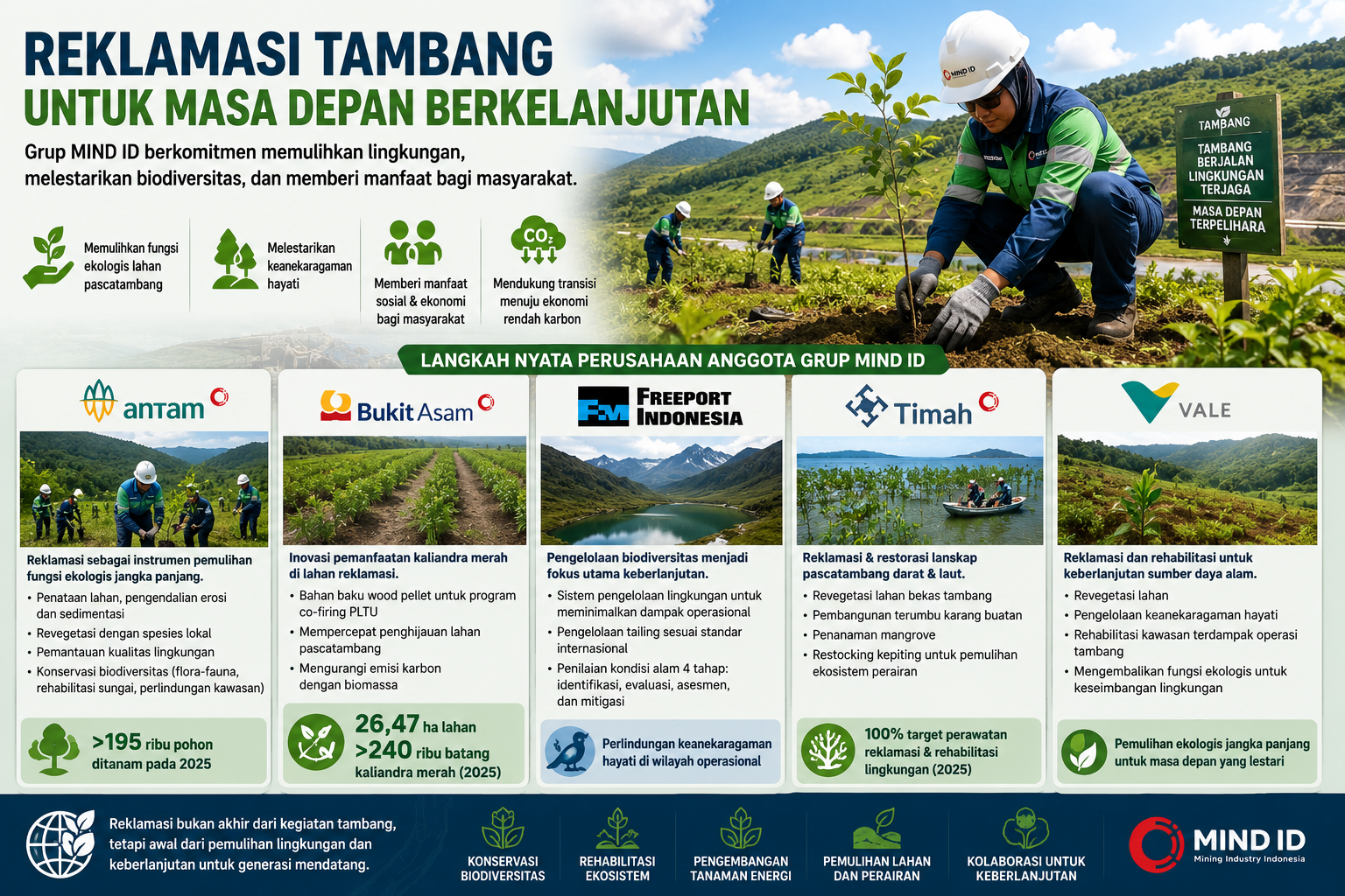 Reklamasi Tambang Jadi Kunci Keberlanjutan, Grup MIND ID Pulihkan Ekosistem dan Dukung Ekonomi Hijau