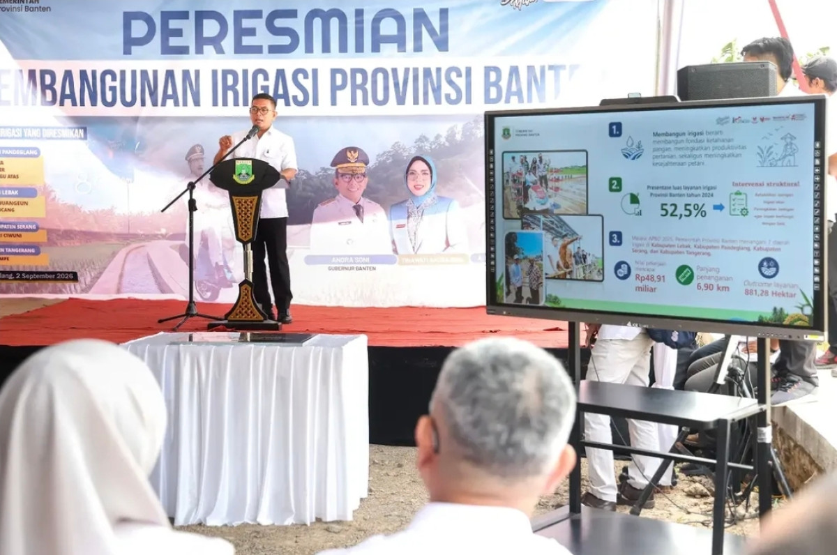 Belum Genap Dua Tahun Memimpin, Gubernur Andra Soni Resmikan Tujuh Daerah Irigasi